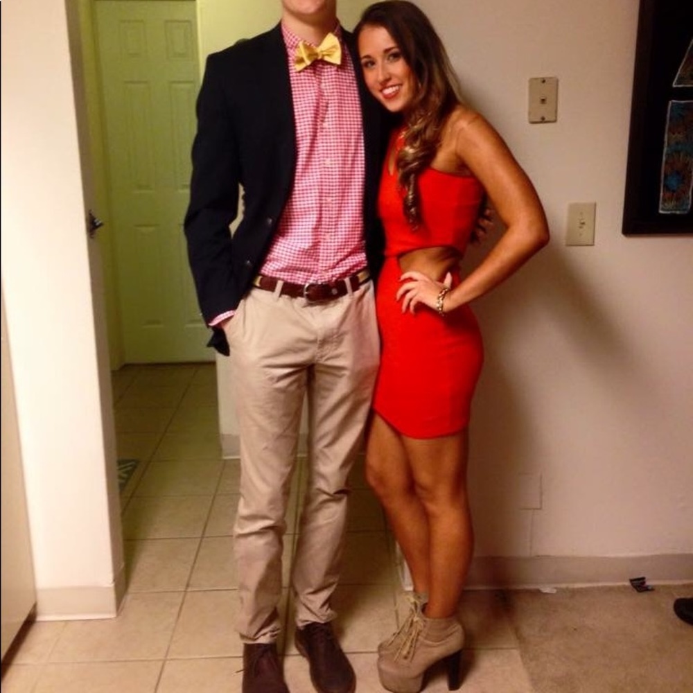 Hot Coral Bodycon Dress | Single Sleeve w/ Cutouts